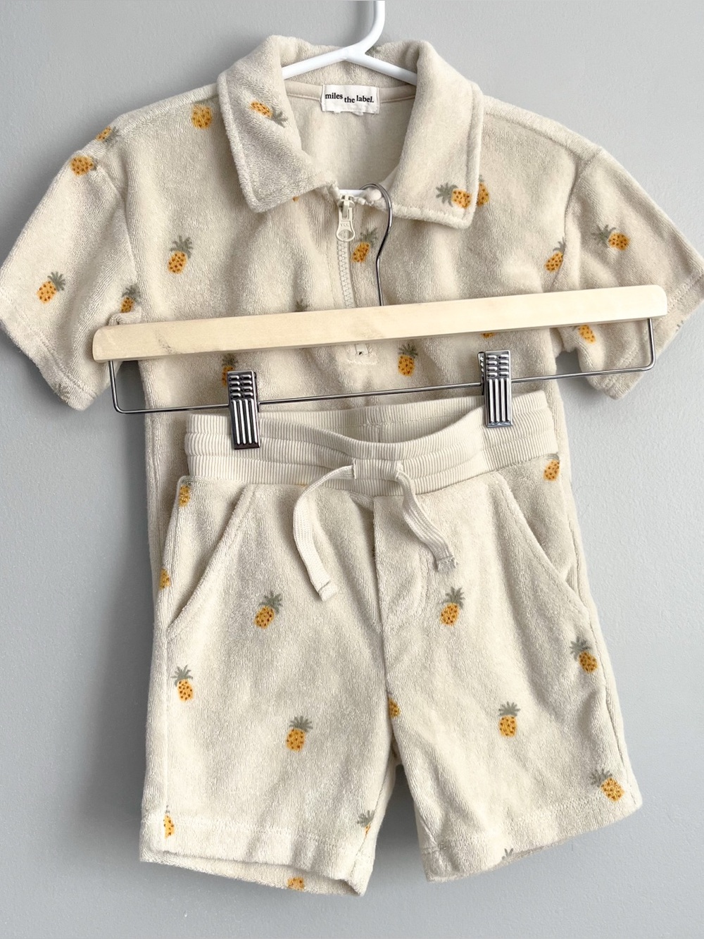 Miles The Label 3T Summer Matching Set Beige Terry Cloth